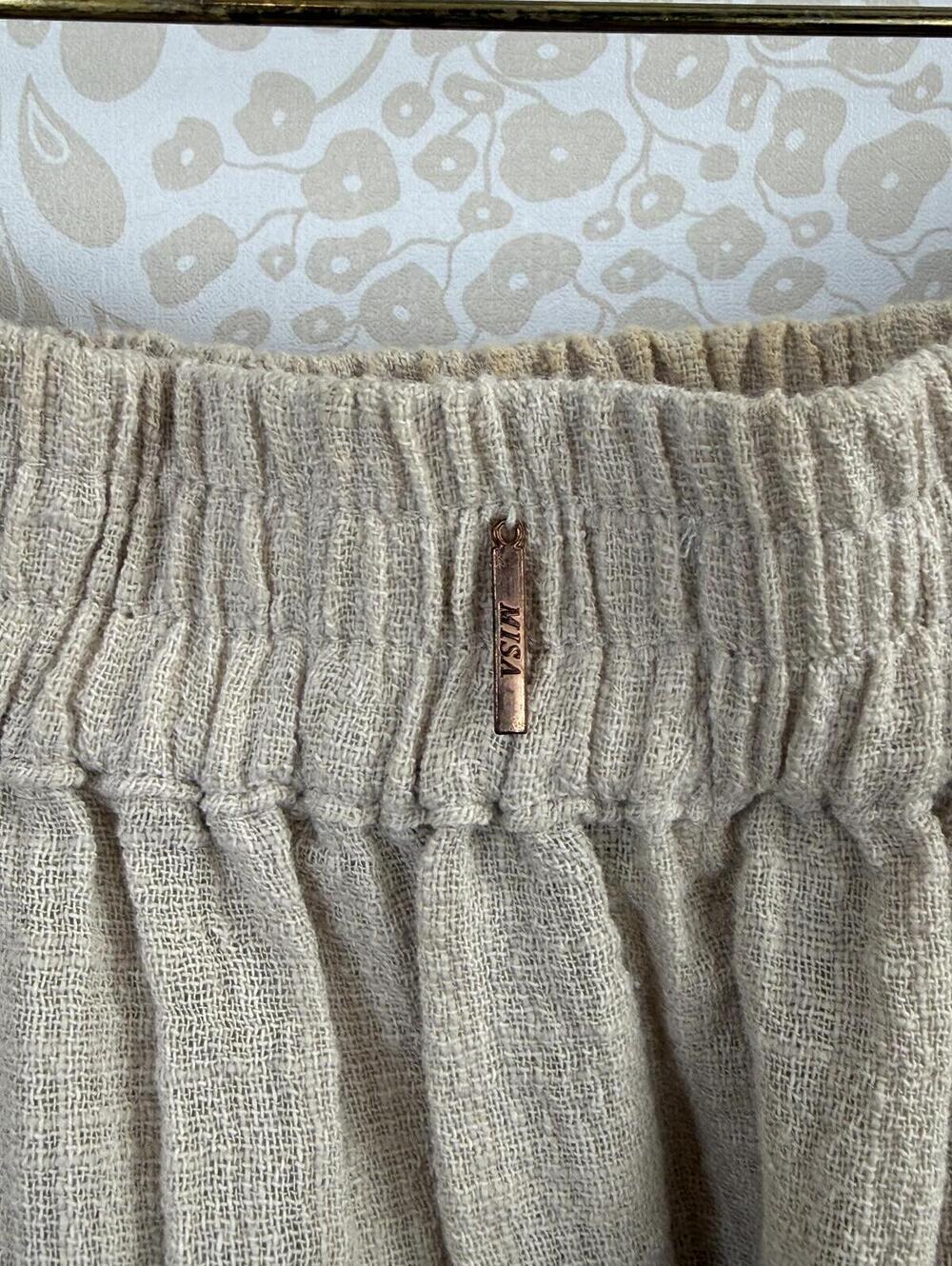 MISA Los Angeles Beige Gauze Peasant Smocked Blouse Top - Size - Small - Picture 2 of 8